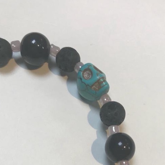 Blue Skull Bracelet, Handmade, Wrist, Ankle - Picture 3 of 4